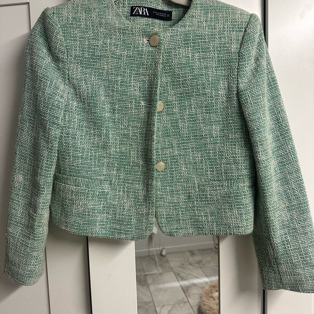 Zara Women's Green Tweed Jacket